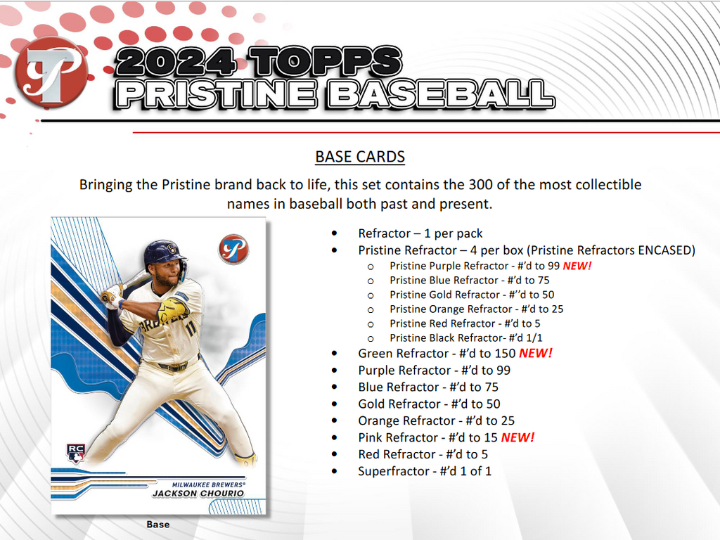2024 Topps Pristine Baseball Hobby 8 Box Case