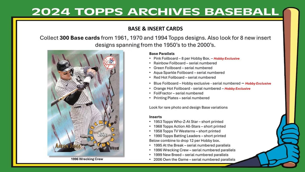 2024 Topps Archives Baseball Blaster Box 40 Box Case