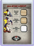 Derek Jeter / Alex Rodriguez / Nomar Garciaparra 2002 Fleer Box Score All-Star Lineup Triple Relic