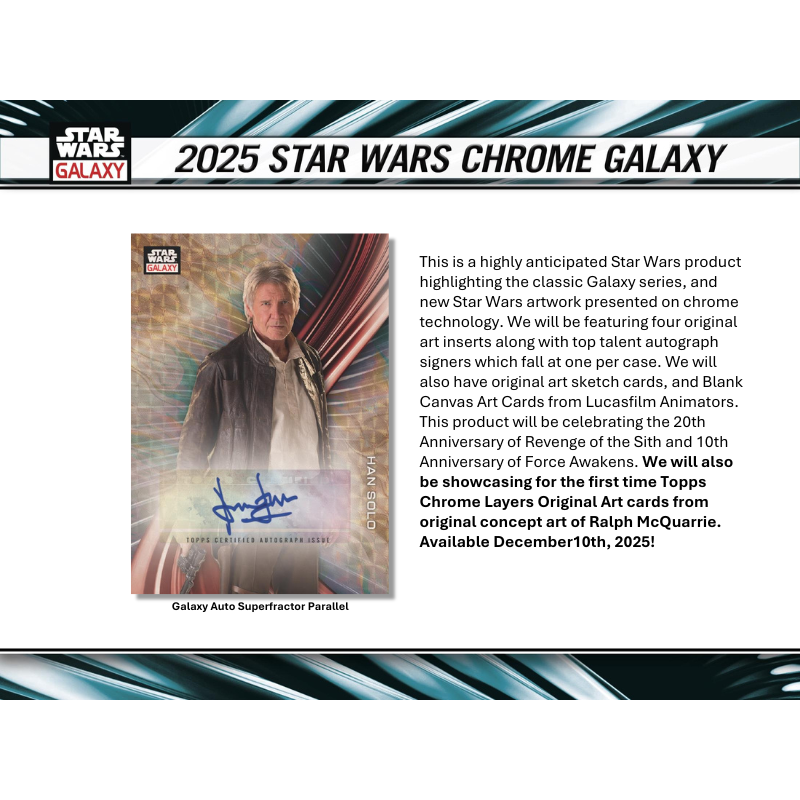 2025 Topps Star Wars Chrome Galaxy Hobby 12 Box Case